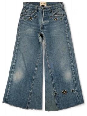 Riley upcycled vintage Levi’s culotte wide leg jeans studded embellishments